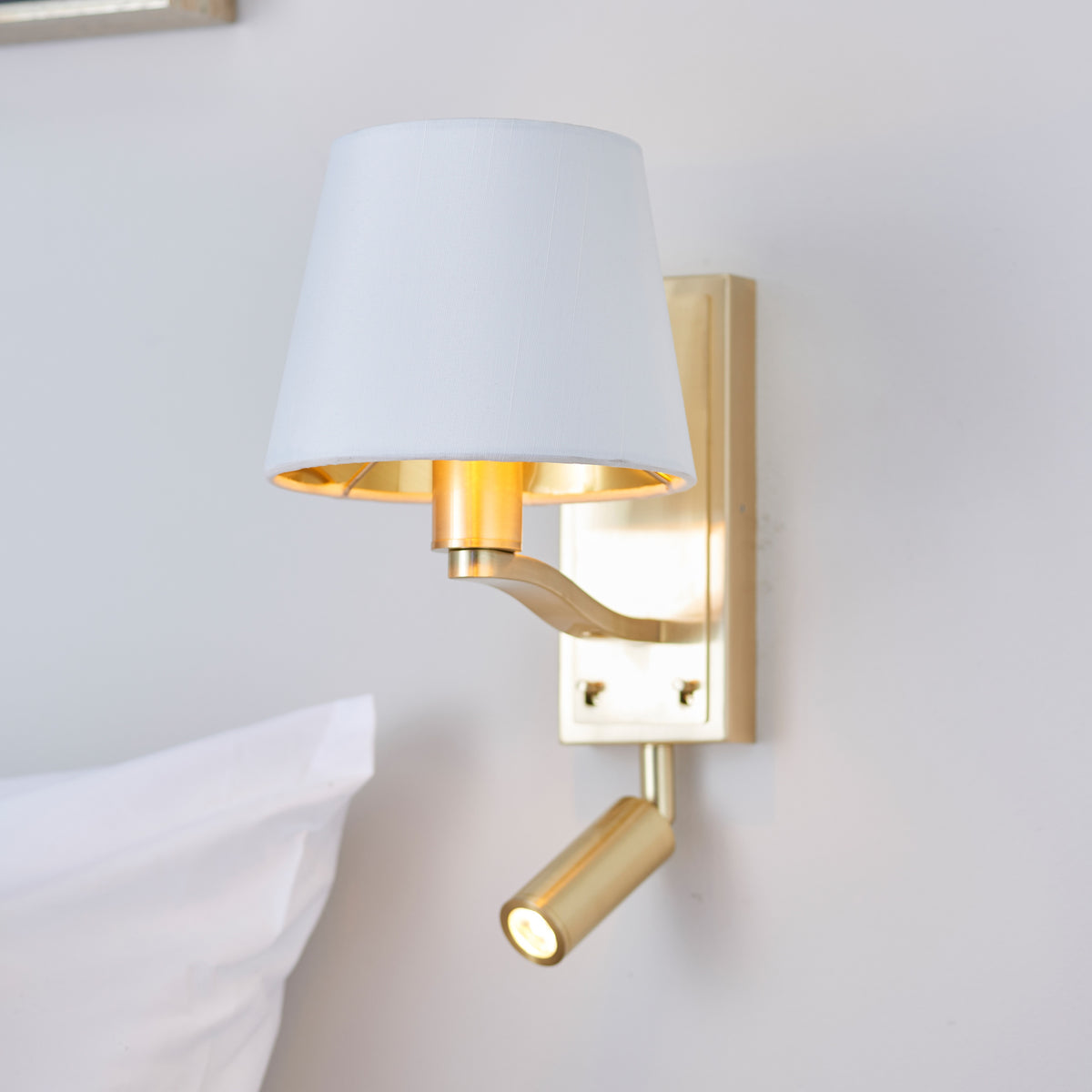 Gallery Direct Harvey Wall Light Brushed Gold, styled in a room setting