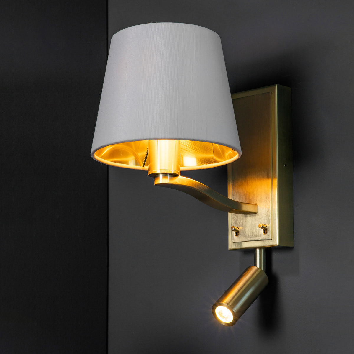 Gallery Direct Harvey Wall Light Brushed Gold, styled in a room setting