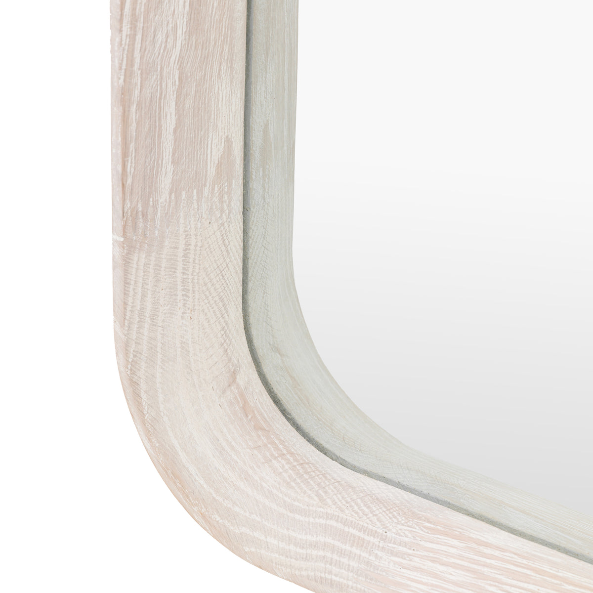 Gallery Direct Helsinki Arch Leaner Mirror Limed Oak, close-up of the mirror and frame details