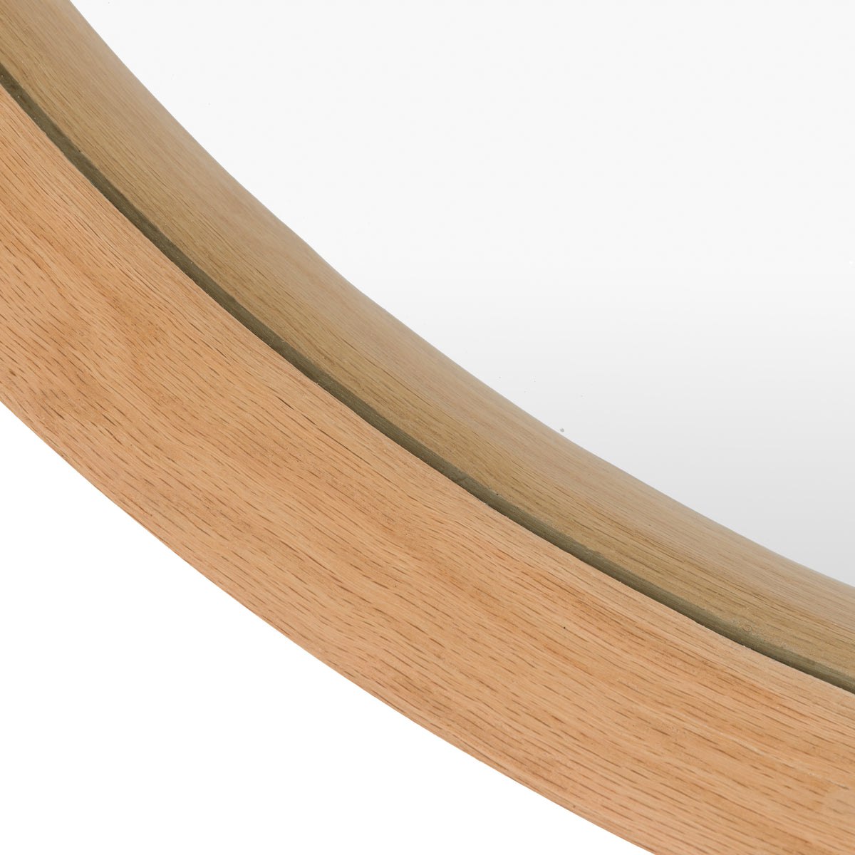 Gallery Direct Helsinki Round Mirror Oak, close-up of the mirror and frame details