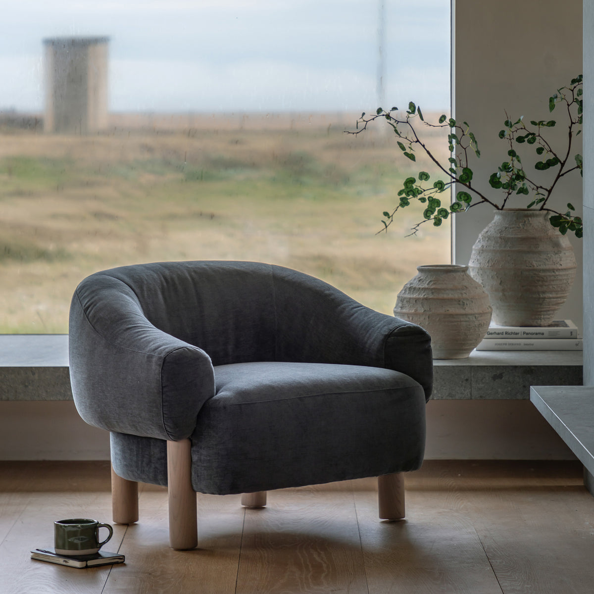 Gallery Direct Heston Armchair styled in a living room