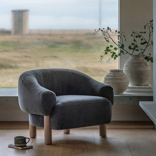 Gallery Direct Heston Armchair styled in a living room