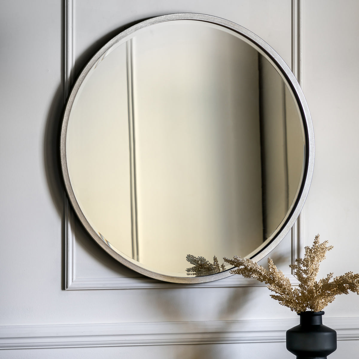 Gallery Direct Higgins Round Antique Silver displayed in a styled interior