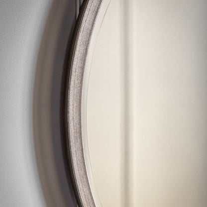 Gallery Direct Higgins Round Antique Silver, close-up of the mirror and frame details