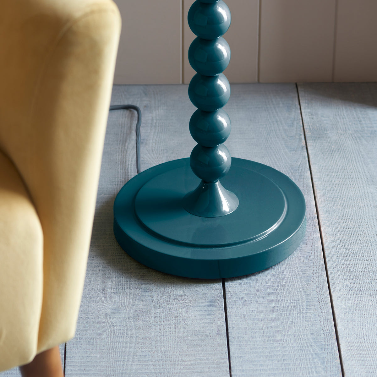 Gallery Direct Higgledy Floor Lamp Base Gloss Marlin Blue Paint, close-up of the finish and design