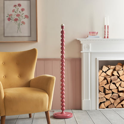 Gallery Direct Higgledy Floor Lamp Base Gloss Pink Clay Paint, styled in a room setting