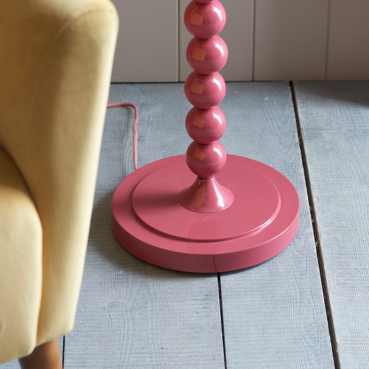 Gallery Direct Higgledy Floor Lamp Base Gloss Pink Clay Paint, close-up of the finish and design