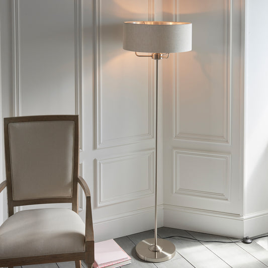 Gallery Direct Highclere 3 Floor Light Chrome & Natural, styled in a room setting