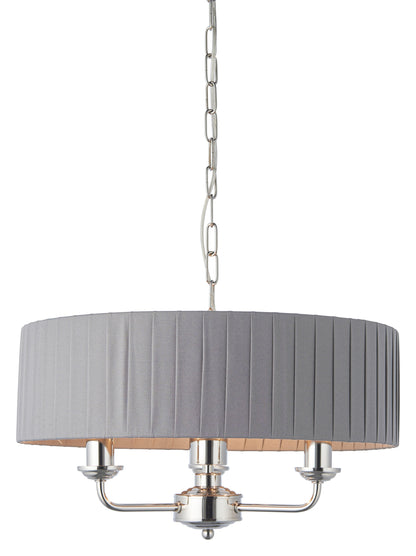 Gallery Direct Highclere 3 Pendant Lght Nckel & Chrcoal, complete product view on a white background