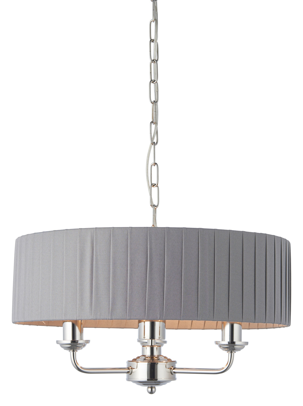 Gallery Direct Highclere 3 Pendant Lght Nckel & Chrcoal, complete product view on a white background