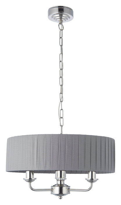 Gallery Direct Highclere 3 Pendant Lght Nckel & Chrcoal, complete product view on a white background