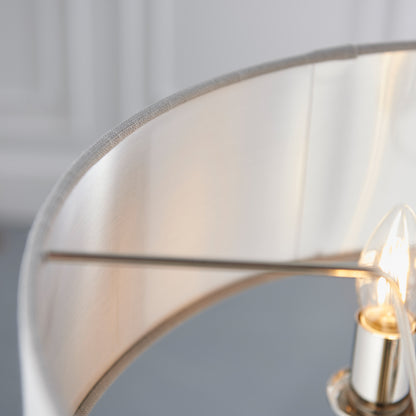 Gallery Direct Highclere 3 Pendant Lght Nickel&Chrcoal, close-up of the finish and design