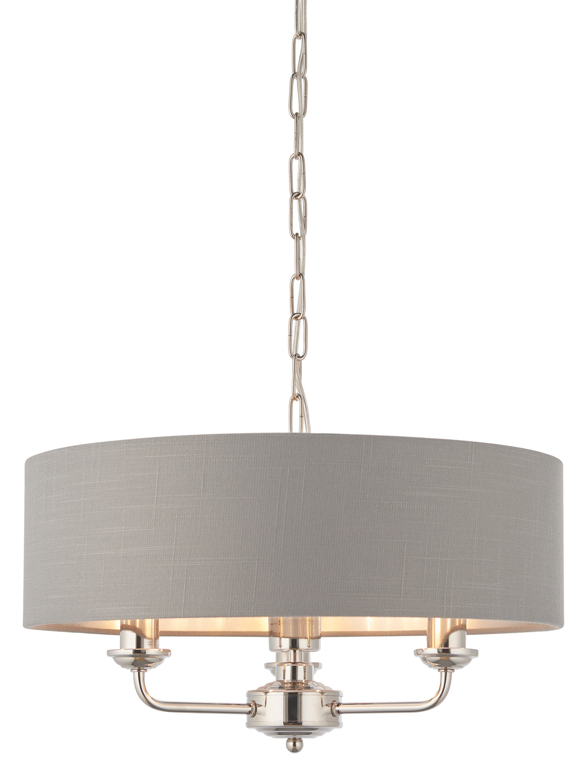 Gallery Direct Highclere 3 Pendant Lght Nickel&Chrcoal, complete product view on a white background