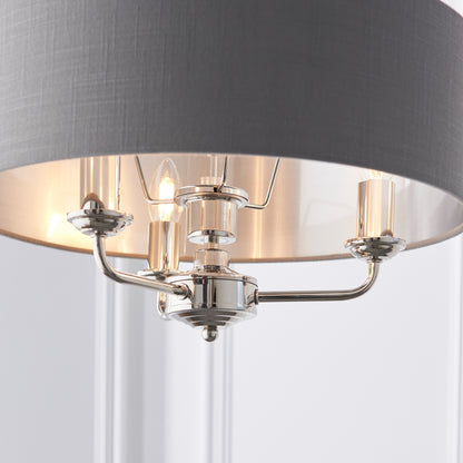 Gallery Direct Highclere 3 Pendant Lght Nickel&Chrcoal, close-up of the finish and design