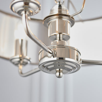 Gallery Direct Highclere 3 Pendant Lght Nickel&Chrcoal, close-up of the finish and design