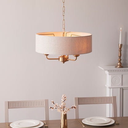 Gallery Direct Highclere 3 Pendant Vintage Brass, styled in a room setting