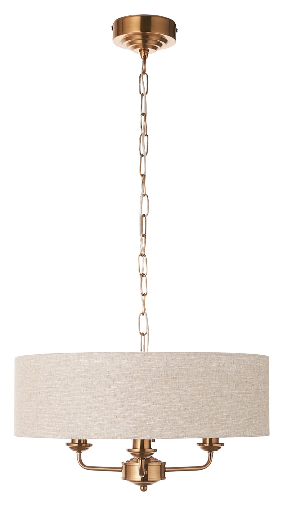 Gallery Direct Highclere 3 Pendant Vintage Brass, complete product view on a white background