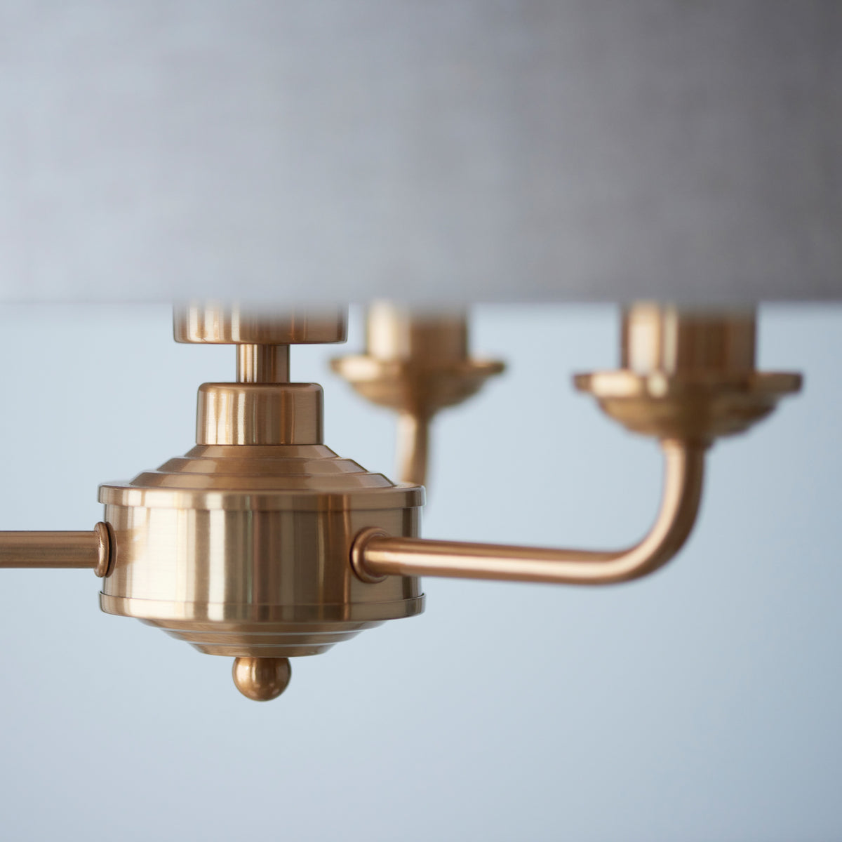 Gallery Direct Highclere 3 Pendant Vintage Brass, close-up of the finish and design