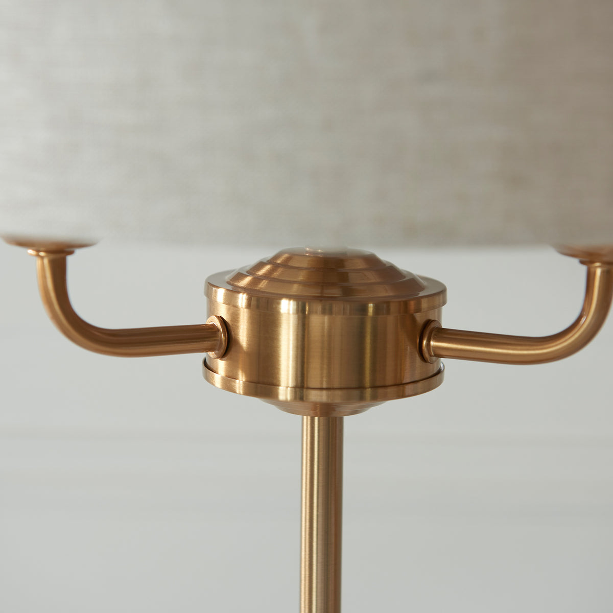 Gallery Direct Highclere 3 Table Lamp Vintage Brass, close-up of the finish and design