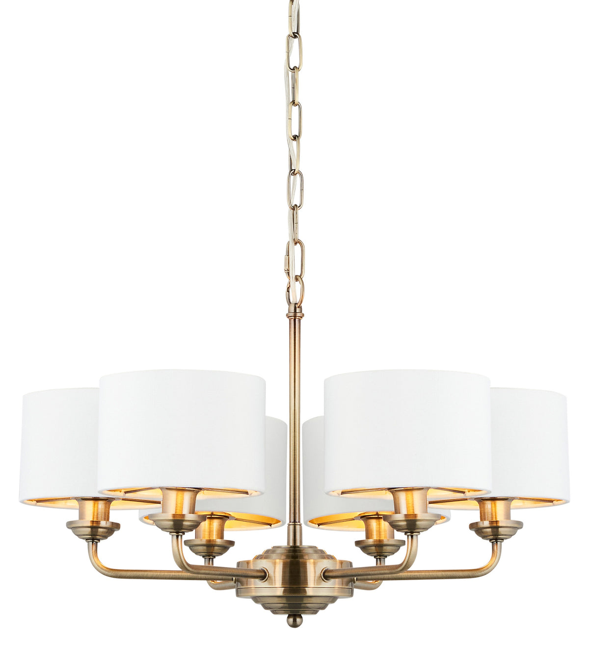 Gallery Direct Highclere 6 Pendant Light Antique Brass Large, complete product view on a white background