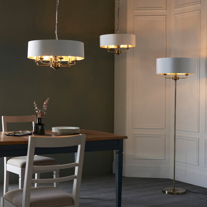Gallery Direct Highclere 6 Pendant Light Antique Brass Small, styled in a room setting