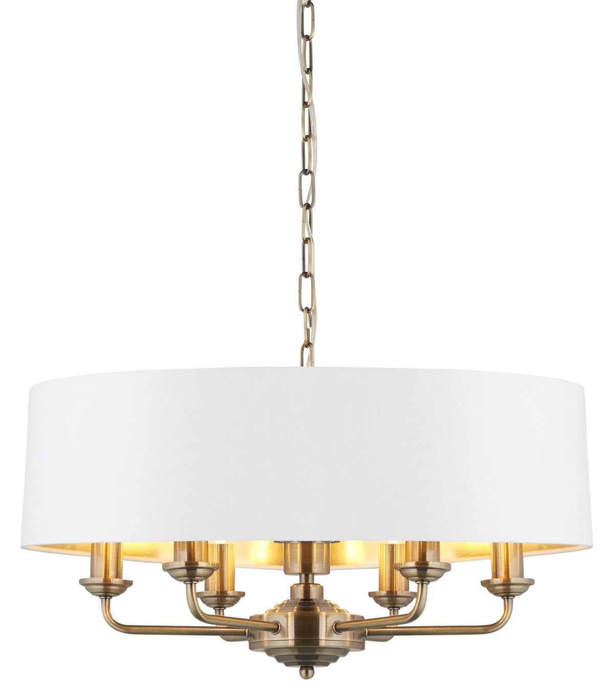 Gallery Direct Highclere 6 Pendant Light Antique Brass Small, complete product view on a white background