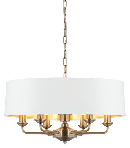 Gallery Direct Highclere 6 Pendant Light Antique Brass Small, complete product view on a white background