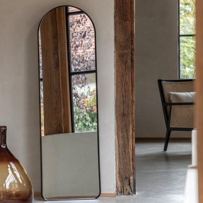 Gallery Direct Holworth Arch Mirror Black displayed in a styled interior