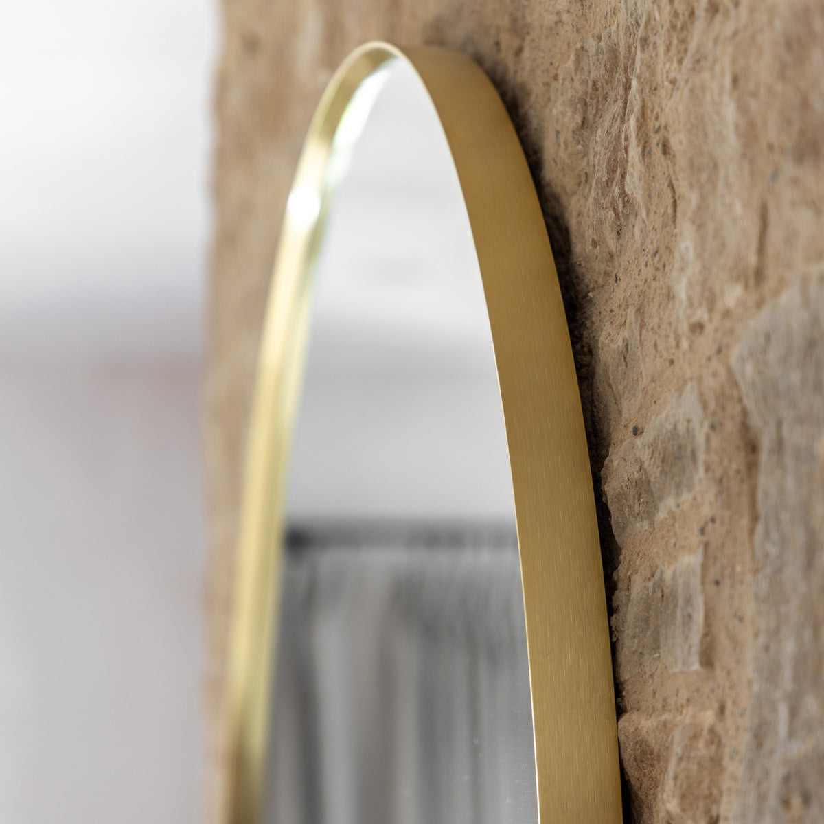 Gallery Direct Holworth Overmantle Mirror Gold, close-up of the mirror and frame details