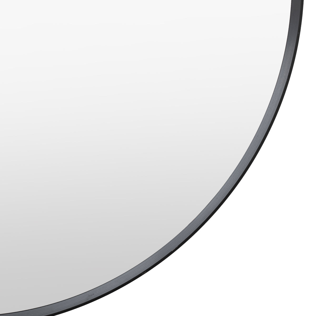Gallery Direct Holworth Pebble Mirror Black, close-up of the mirror and frame details