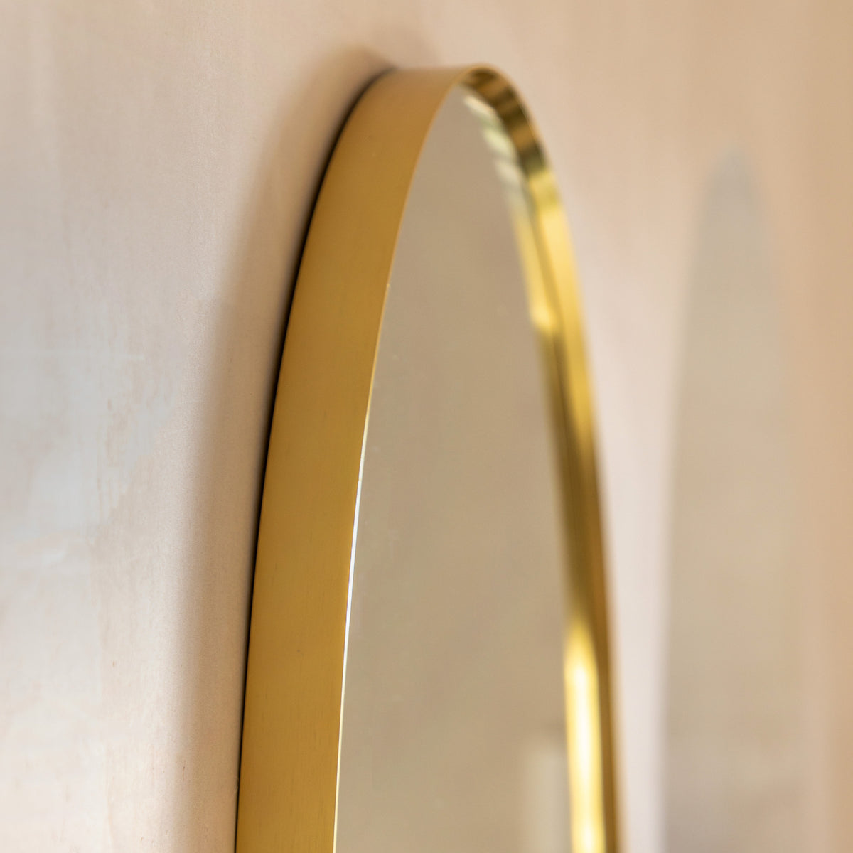 Gallery Direct Holworth Pebble Mirror Gold, close-up of the mirror and frame details