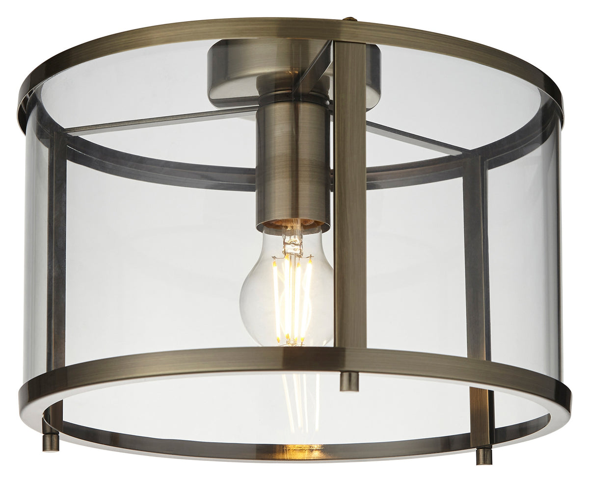 Gallery Direct Hopton 1 Ceiling Light Antique Brass, complete product view on a white background