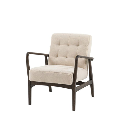 Gallery Direct Humber Faux Sheepskin Armchair in Cream Fabric, with a dark ash wood frame