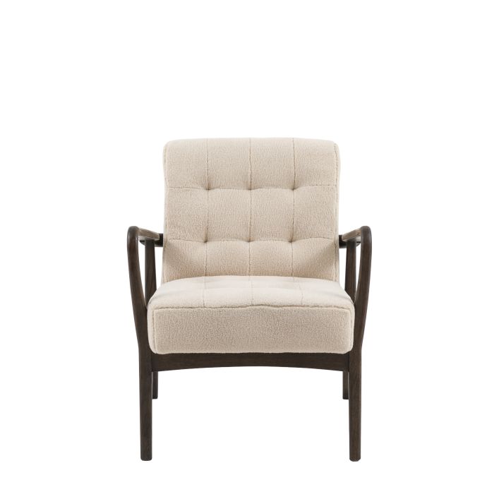 Gallery Direct Humber Faux Sheepskin Armchair in Cream with a dark ash wood frame