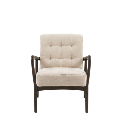 Gallery Direct Humber Faux Sheepskin Armchair in Cream with a dark ash wood frame