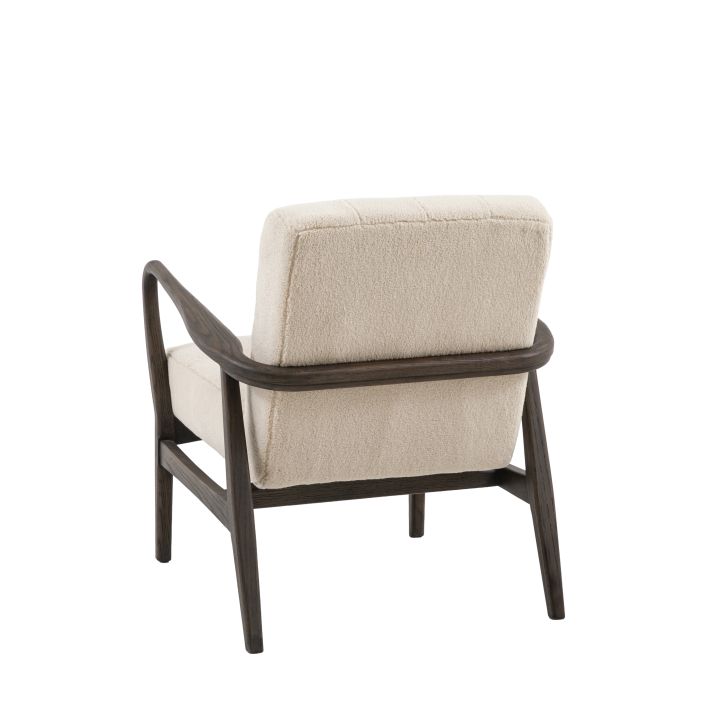 Gallery Direct Humber Armchair in Cream Faux Sheepskin upholstery with a solid dark ash wood frame