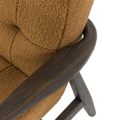 Gallery Direct Humber Armchair in Ochre Faux Sheepskin fabric with dark wooden frame