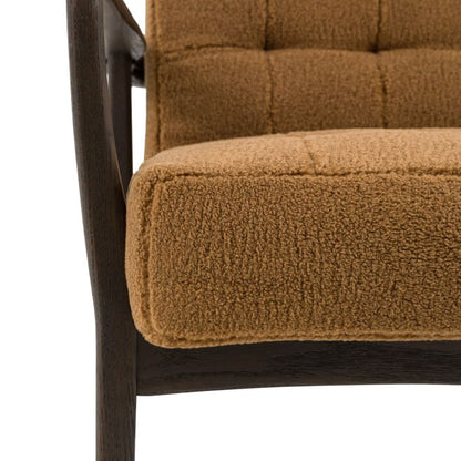 Gallery Direct Humber Armchair in Ochre Faux Sheepskin with a dark wooden frame
