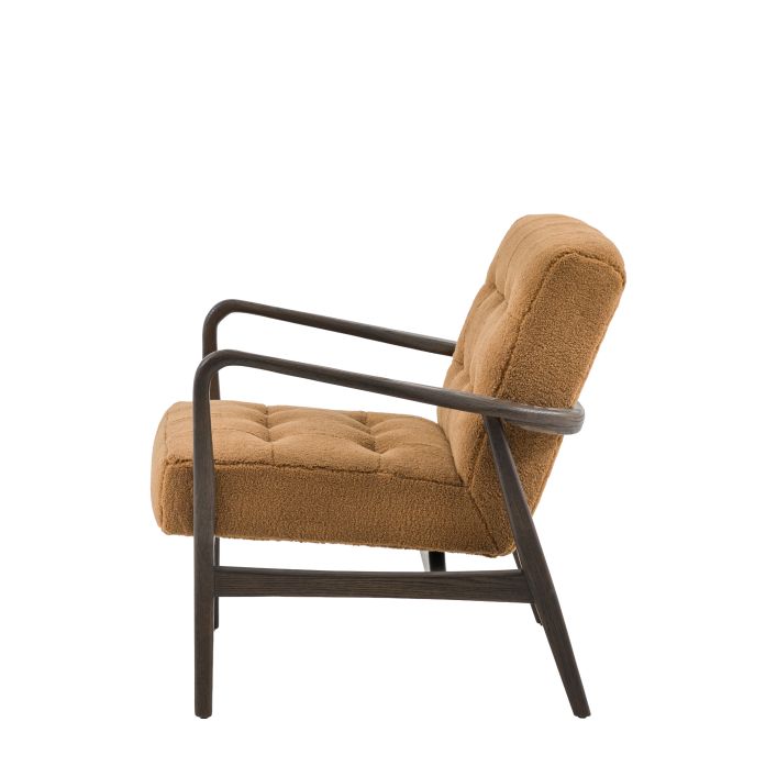 Gallery Direct Humber Armchair in Ochre Faux Sheepskin upholstery with dark ash wood frame