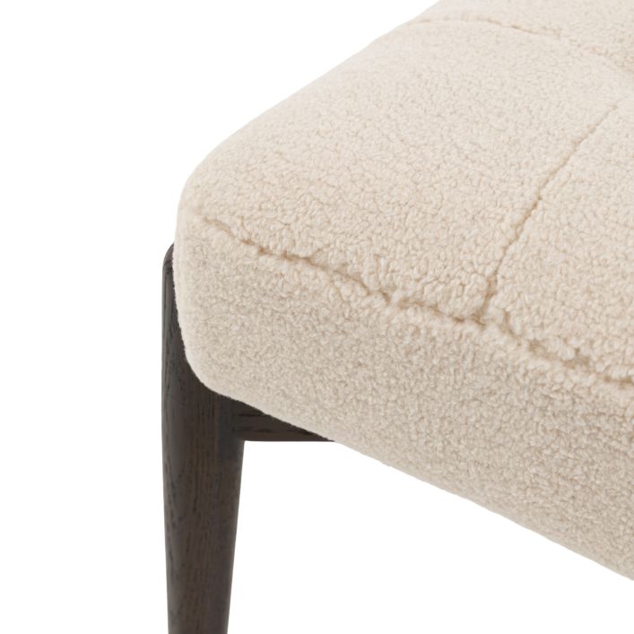 Gallery Direct Humber Footstool in Cream Faux Sheepskin fabric and dark wooden legs