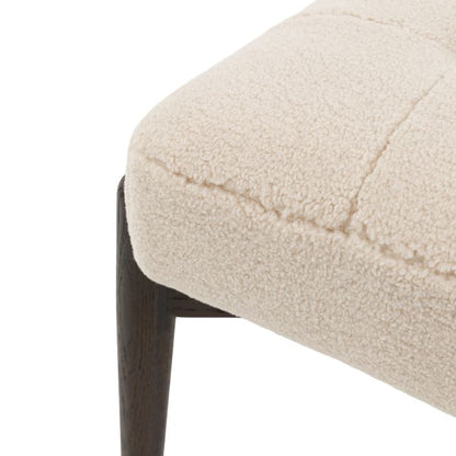 Gallery Direct Humber Footstool in Cream Faux Sheepskin fabric and dark wooden legs