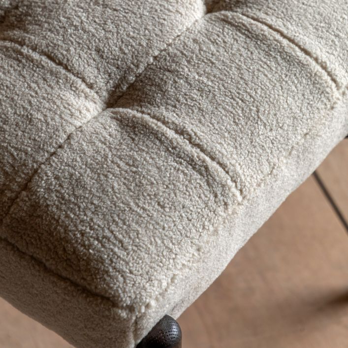 Gallery Direct Humber Footstool in Cream Faux Sheepskin fabric and dark wooden legs
