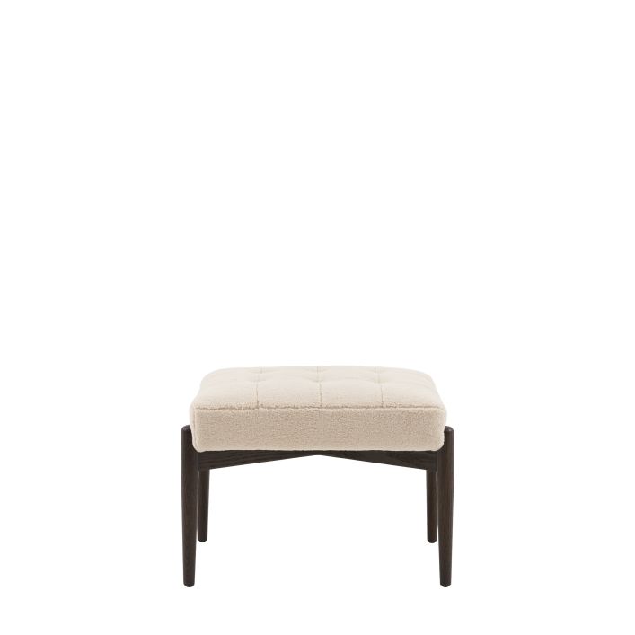 Gallery Direct Humber Faux Sheepskin Footstool in Cream coloured fabric with dark wooden legs