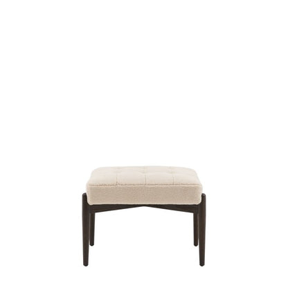Gallery Direct Humber Faux Sheepskin Footstool in Cream coloured fabric with dark wooden legs