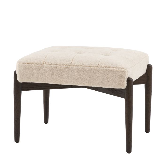 Gallery Direct Humber Cream Faux Sheepskin Footstool with dark wooden legs