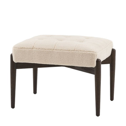 Gallery Direct Humber Cream Faux Sheepskin Footstool with dark wooden legs