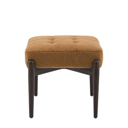 Gallery Direct Humber Footstool in Ochre Faux Sheepskin fabric with dark wood legs