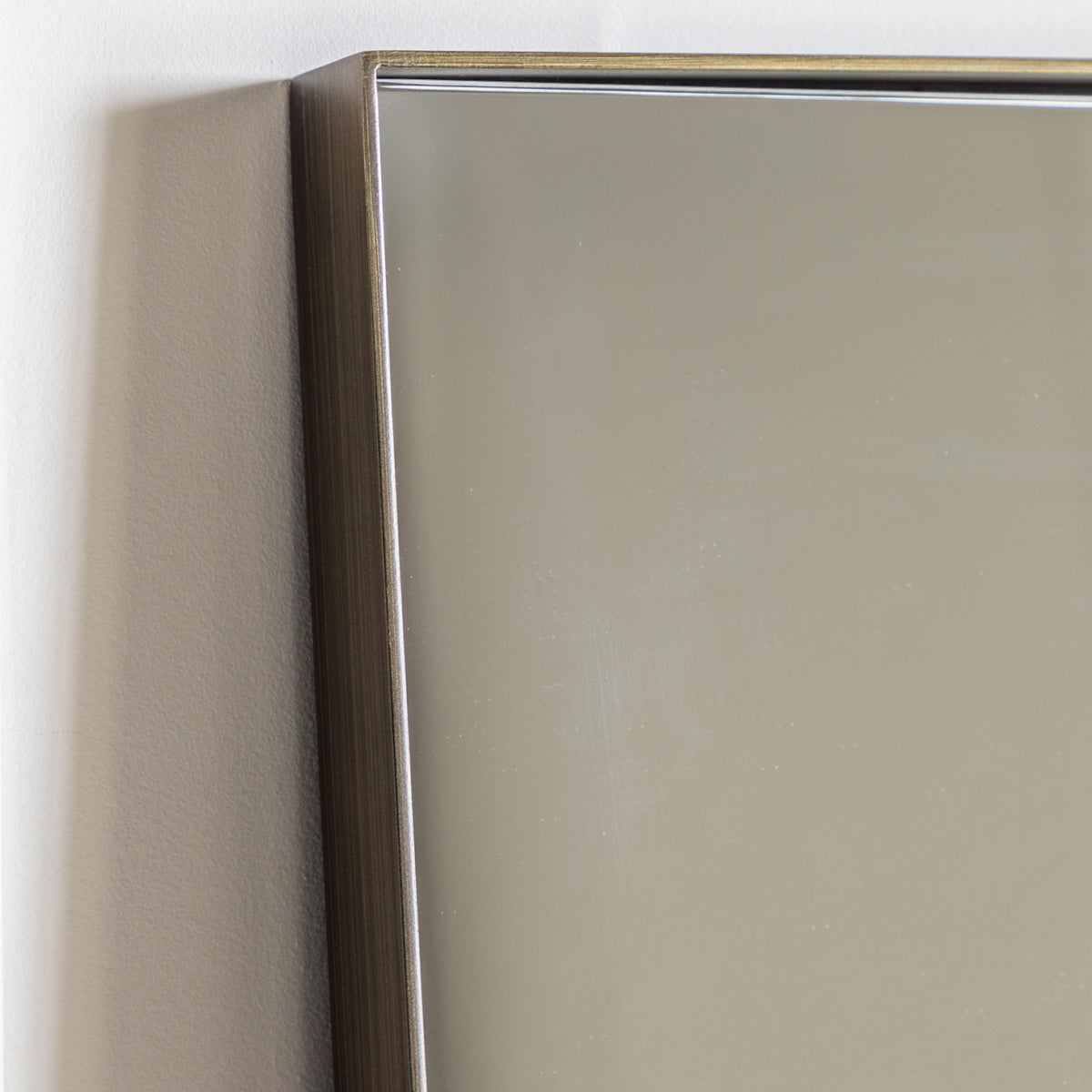Gallery Direct Hurston Leaner Mirror Bronze, close-up of the mirror and frame details
