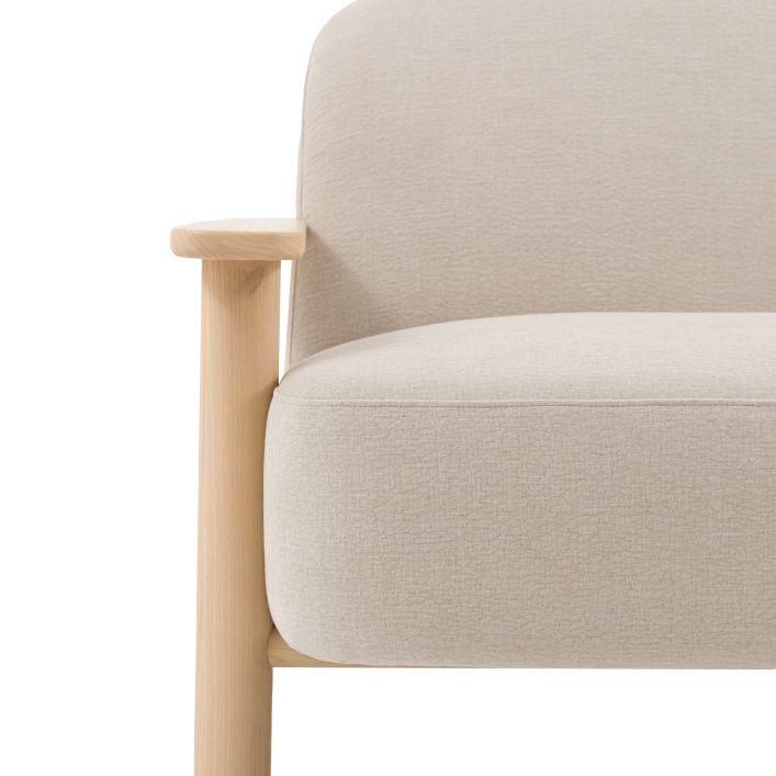 Gallery Direct Husby 2 Seater Sofa is upholstered in a Willow Dusty natural coloured fabric and features a light wood frame