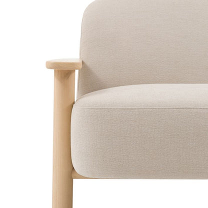 Gallery Direct Husby 2 Seater Sofa is upholstered in a Willow Dusty natural coloured fabric and features a light wood frame